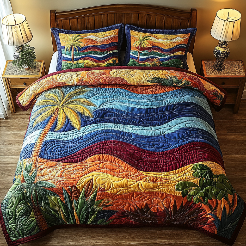 Juego de Ropa de Cama Acolchada de 3 Piezas Brisa Costera