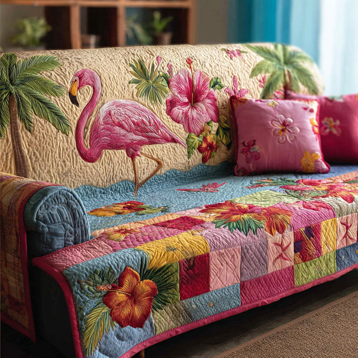 Funda de Sofá Acolchada Flamingo Costero
