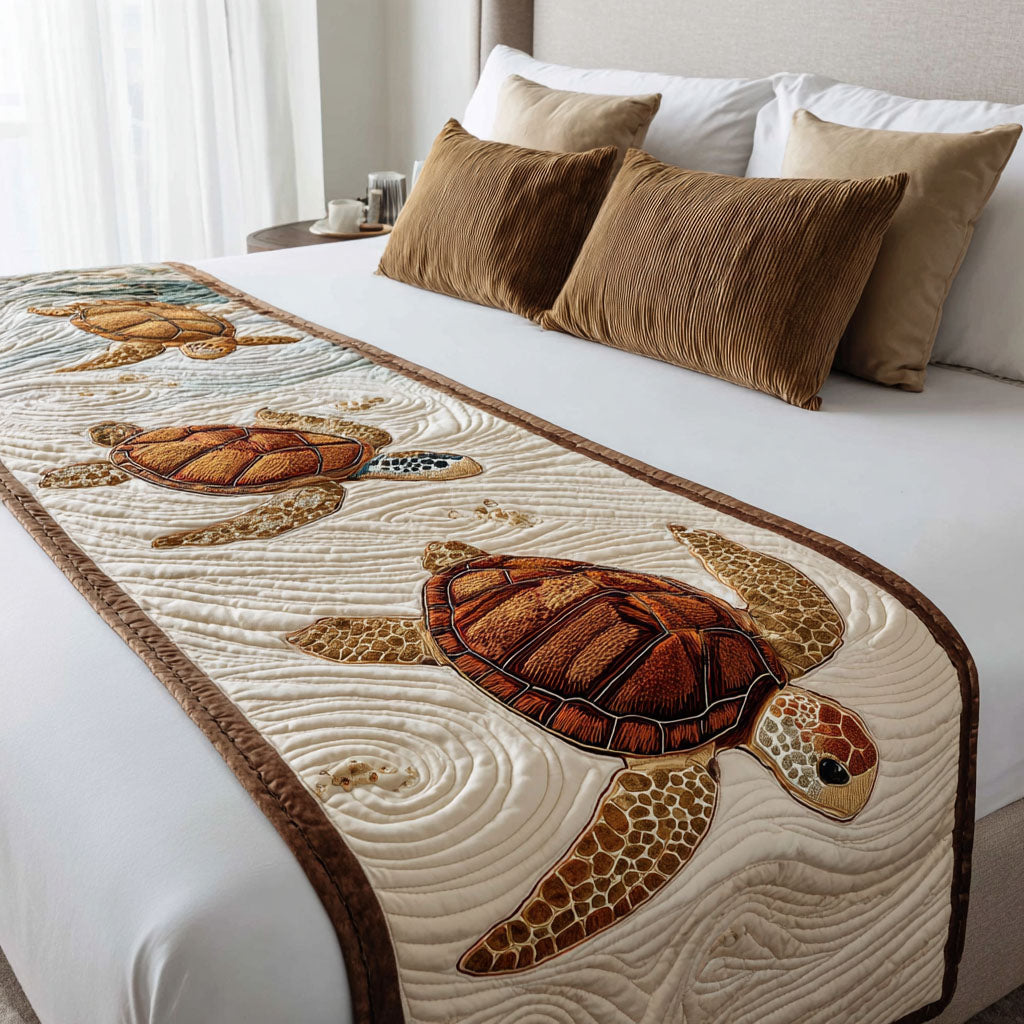 Caminito de Cama Acolchado con Conchas Costeñas