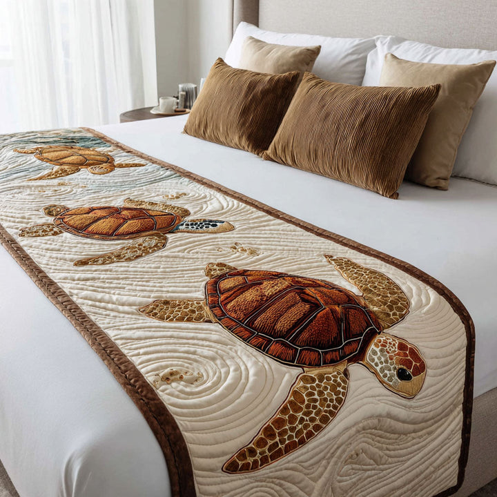 Caminito de Cama Acolchado con Conchas Costeñas