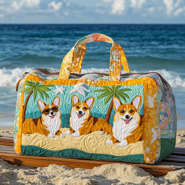 Bolsa de Viaje Acolchada con Corgi en la Playa