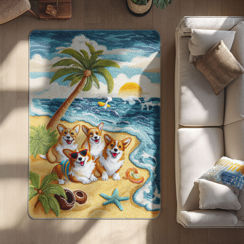 Alfombra de Área Corgi en la Costa