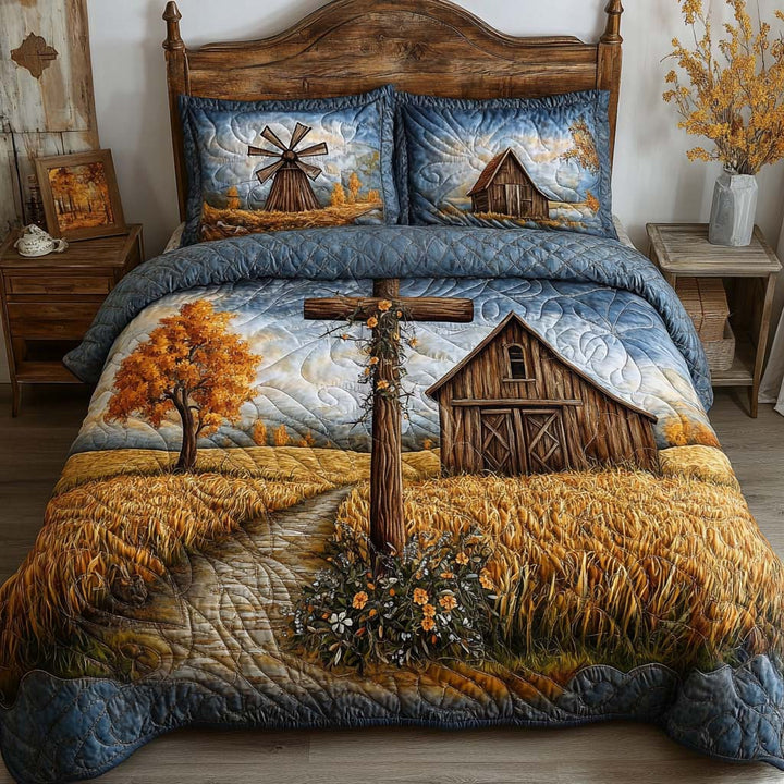 Juego de Ropa de Cama Acolchada de 3 Piezas Cross