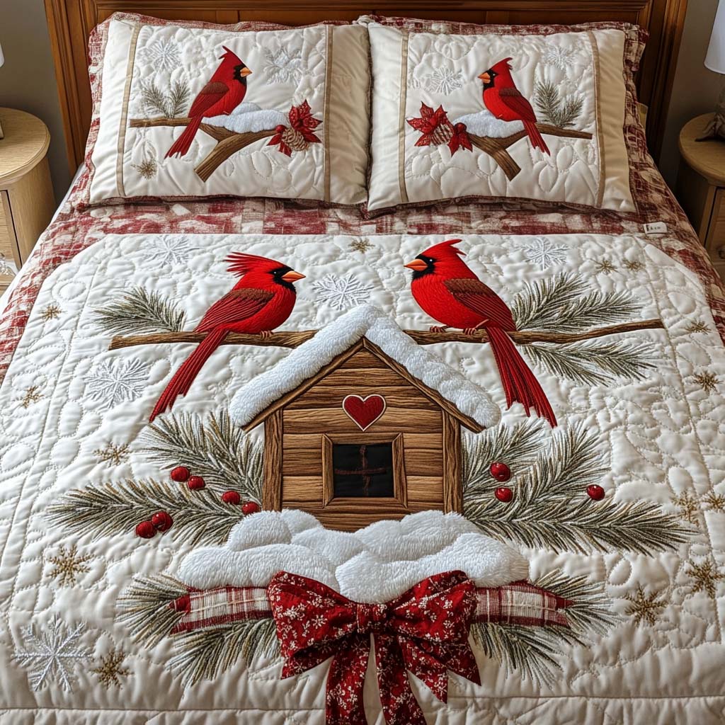 Juego de Ropa de Cama Acolchado de 3 Piezas en Cabaña Acogedora