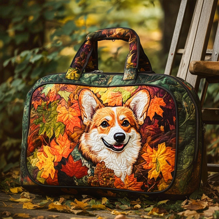 Bolsa de viaje acolchada Corgi acogedora de otoño