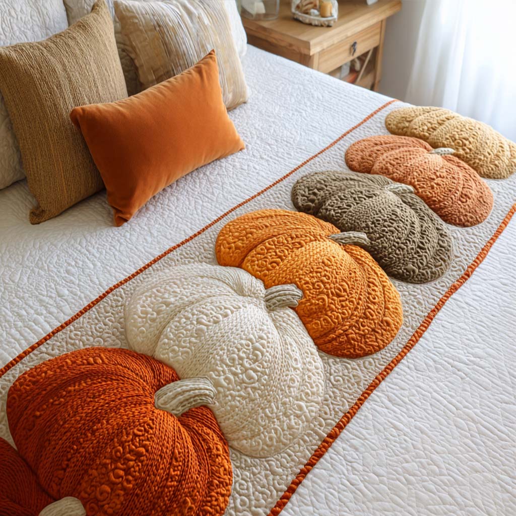 Cojín de Cama Acolchado de Calabazas de Punto Acogedor
