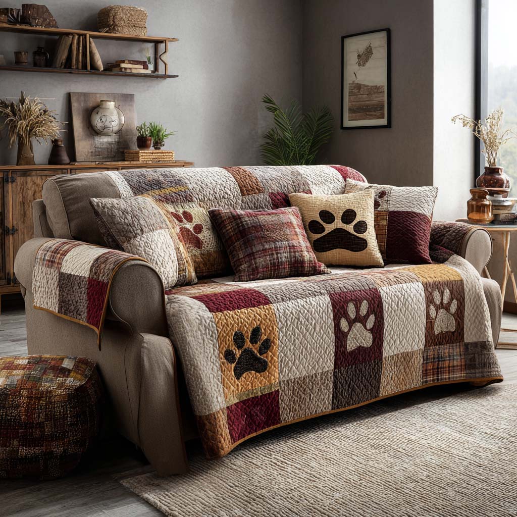 Cubierta de Sofá Acolchada Cozy Paws