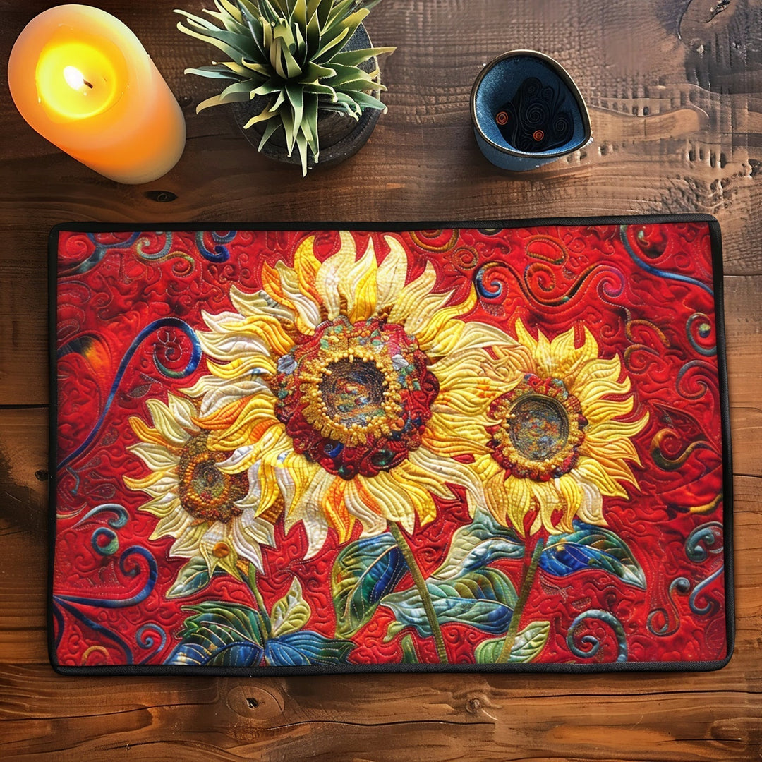 Mantel Individual Acolchado Girasol Carmesí