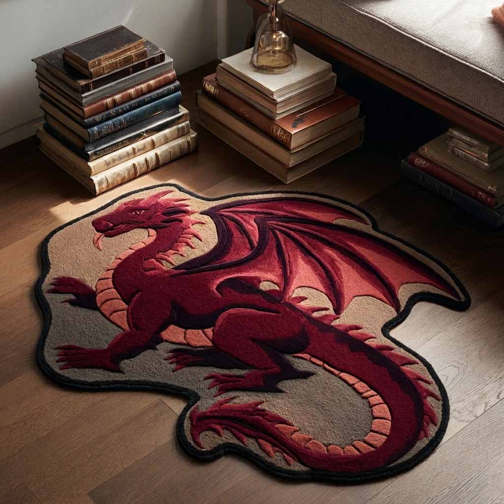 Alfombra de Área de Forma Personalizada Crimson Drake