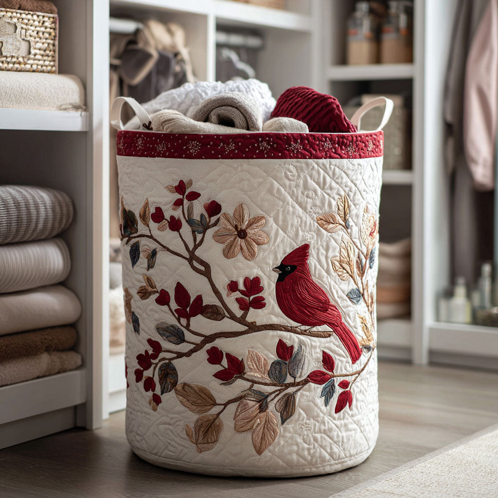 Cesta de Ropa Acolchada de Hojas Carmesí