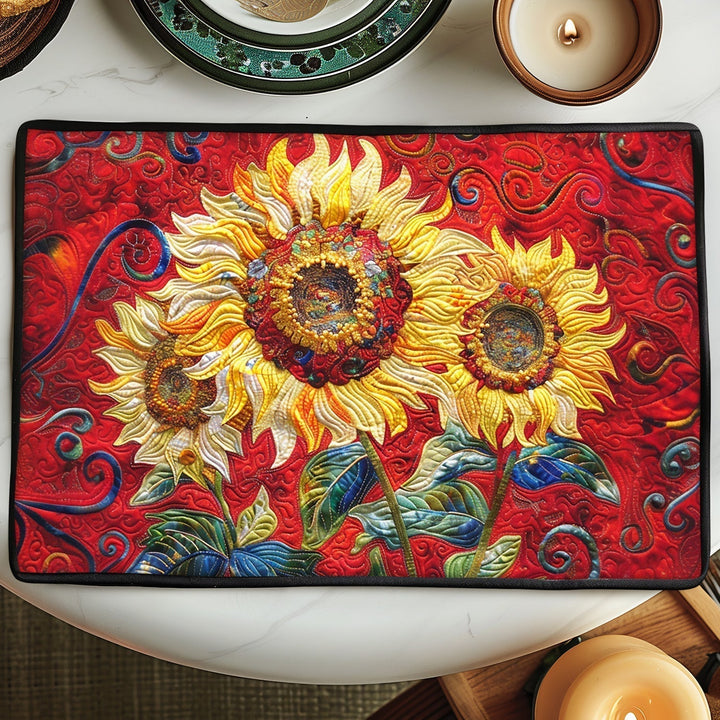 Mantel Individual Acolchado Girasol Carmesí