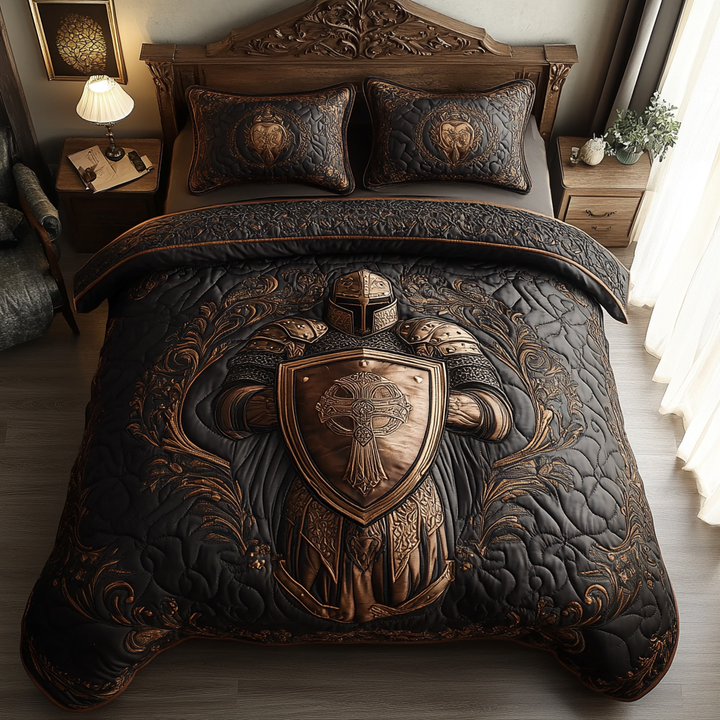Juego de Ropa de Cama Acolchado de 3 Piezas Caballero Cruzado