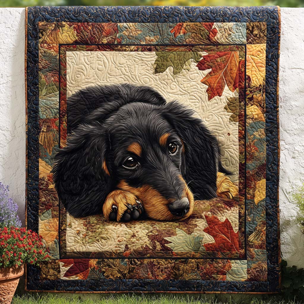 Manta Acolchada del Desfile de Otoño de Dachshund