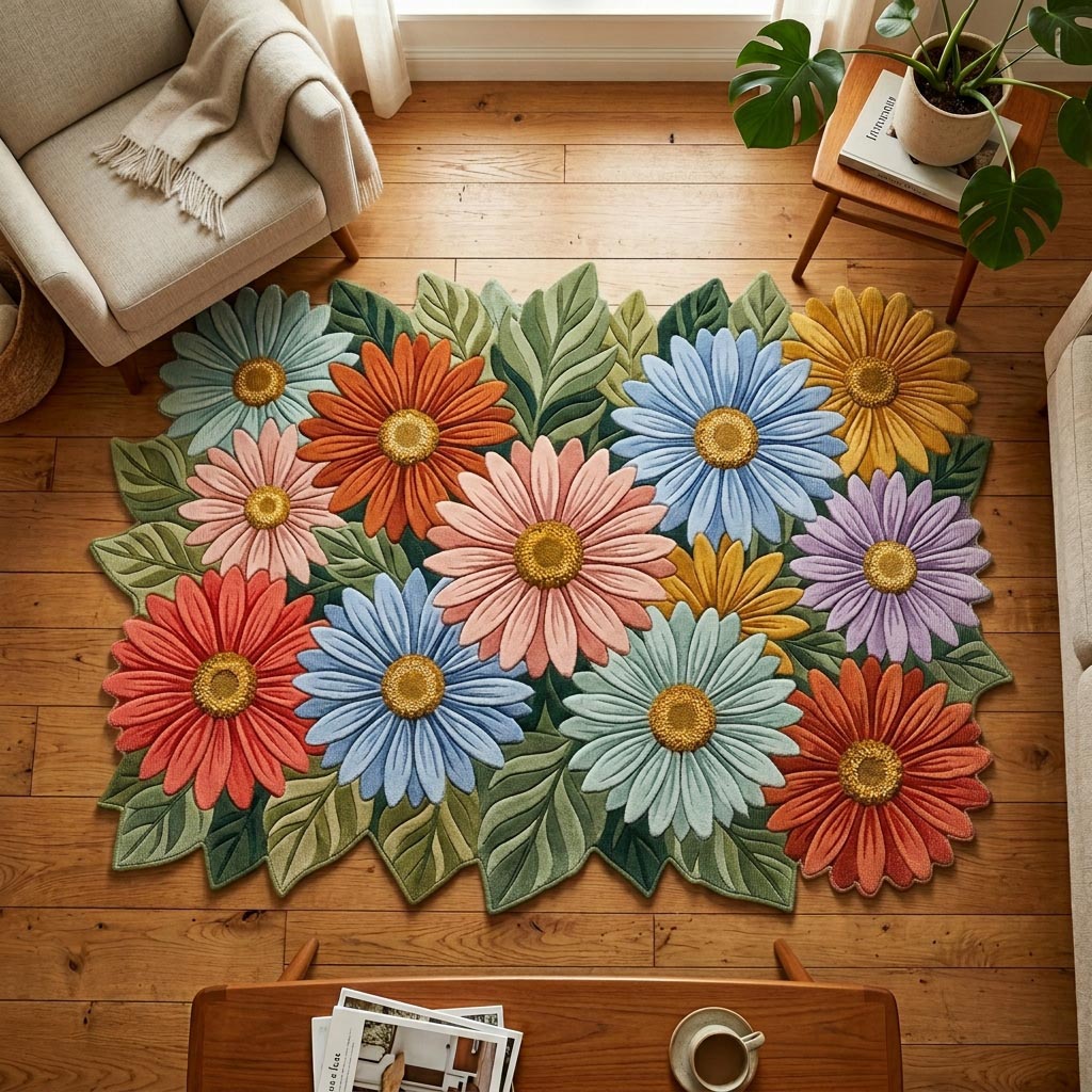 Alfombra de Área de Forma Personalizada Daisy Bloom