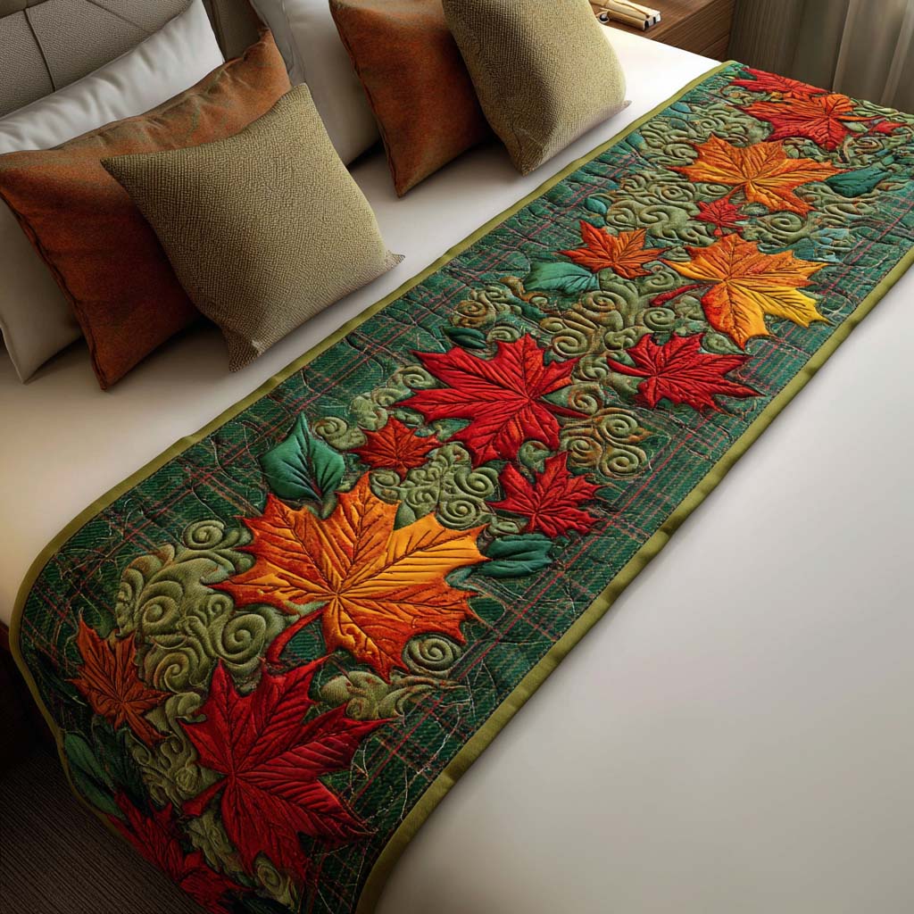 Caminito de Cama Acolchado con Hojas de Arce Bailando