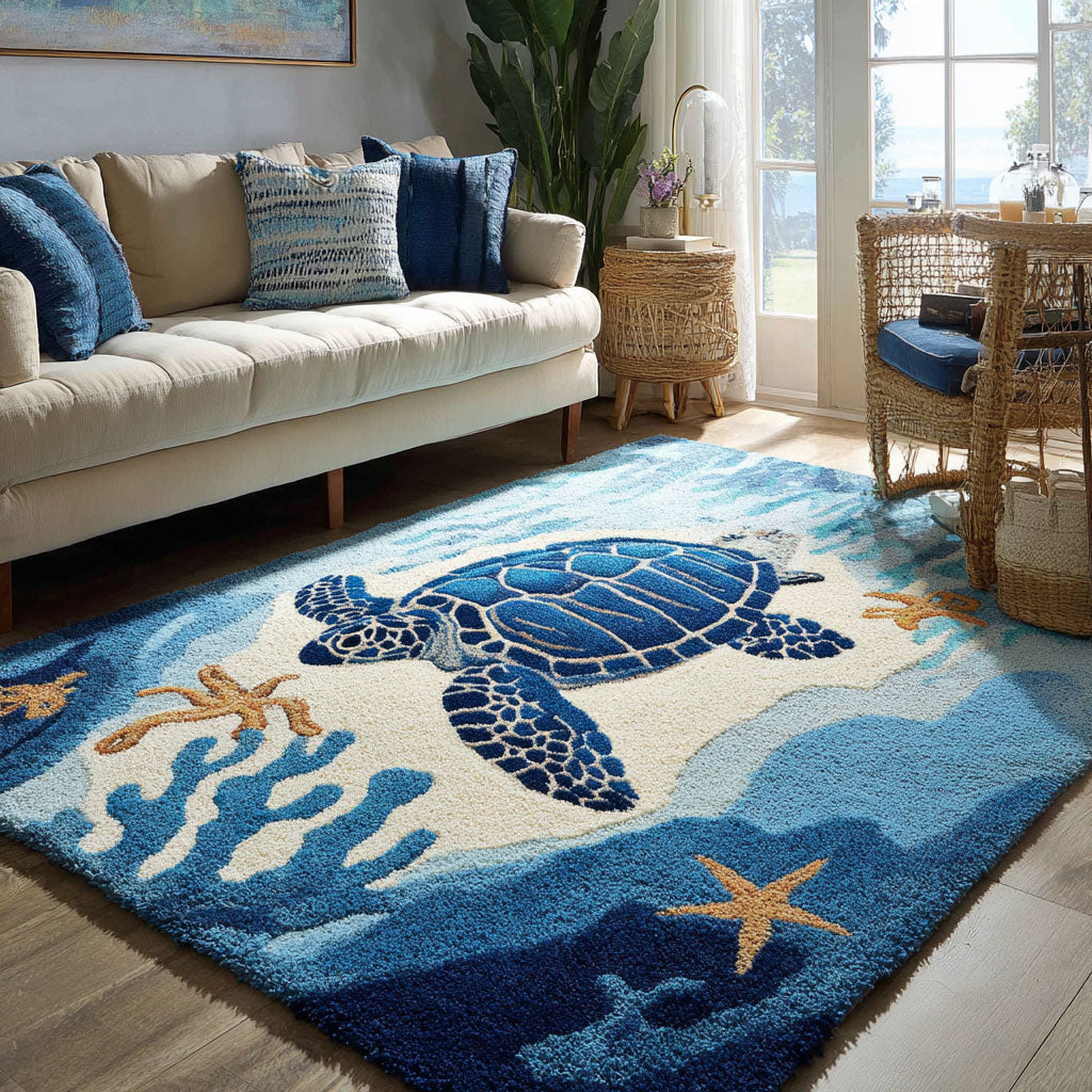 Alfombra de Área Tortuga Azul Profundo