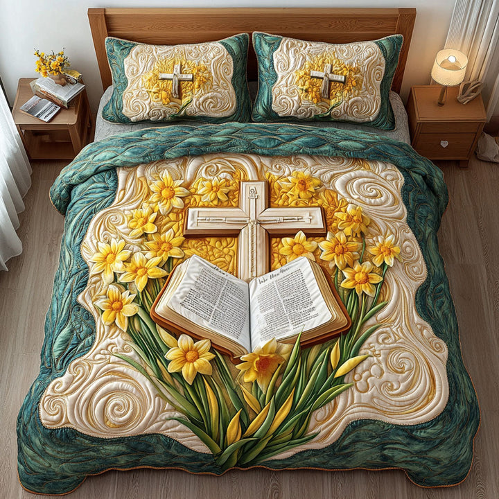 Juego de Ropa de Cama Acolchada de 3 Piezas Cross