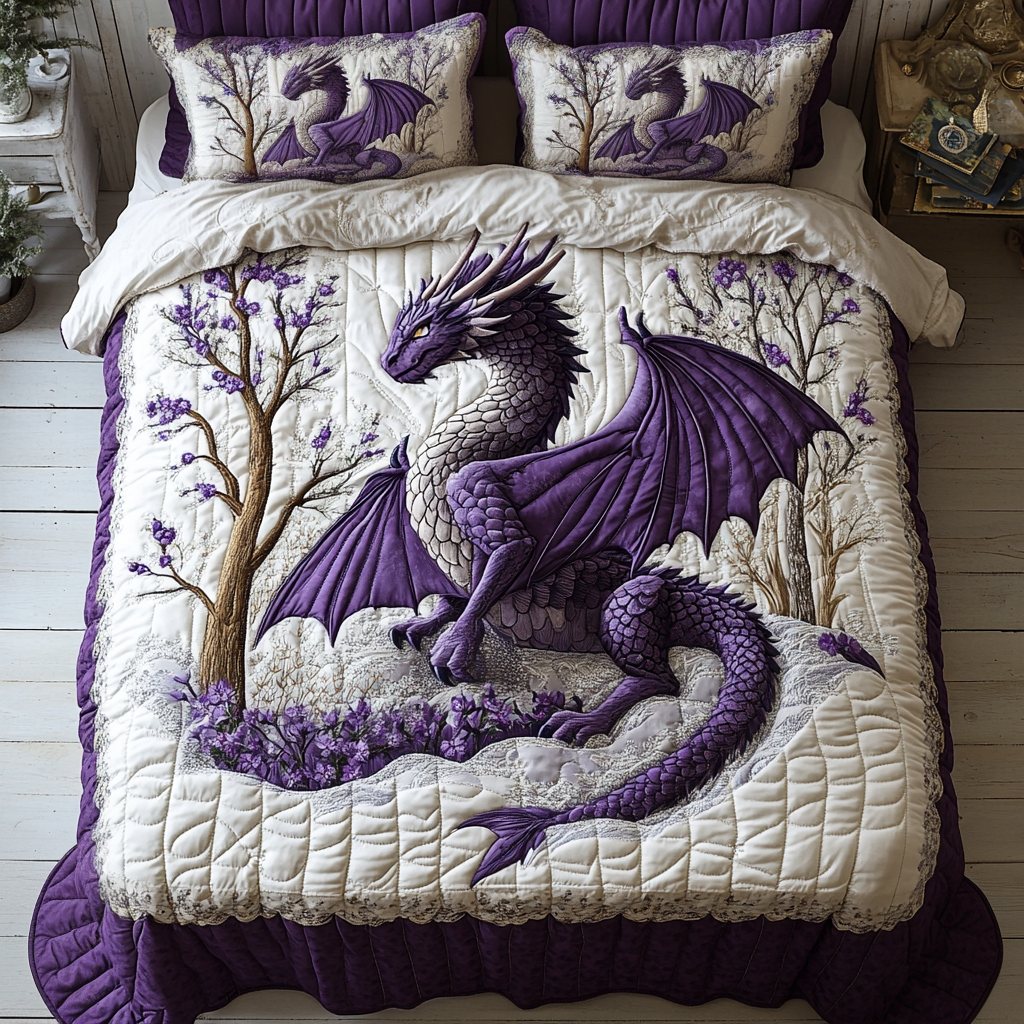 Juego de Ropa de Cama Acolchado de 3 Piezas Dragón