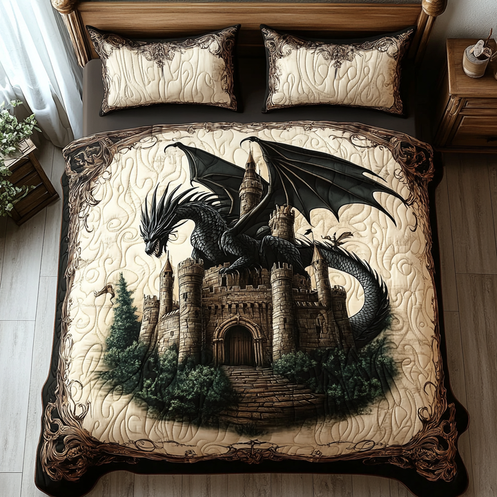 Juego de Ropa de Cama Acolchado de 3 Piezas Dragón