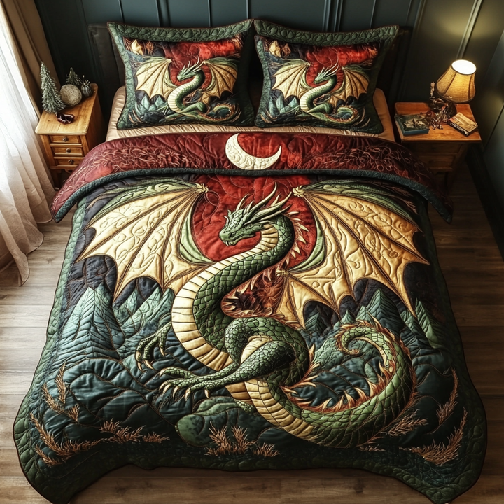Juego de Ropa de Cama Acolchado de 3 Piezas Dragón