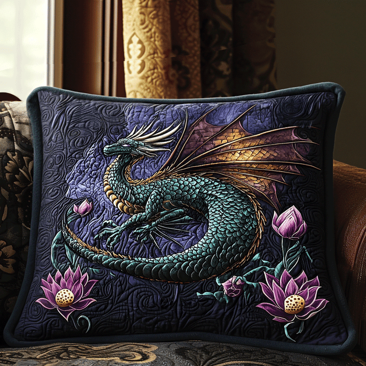 Funda de Almohada Acolchada del Reino de los Dragones