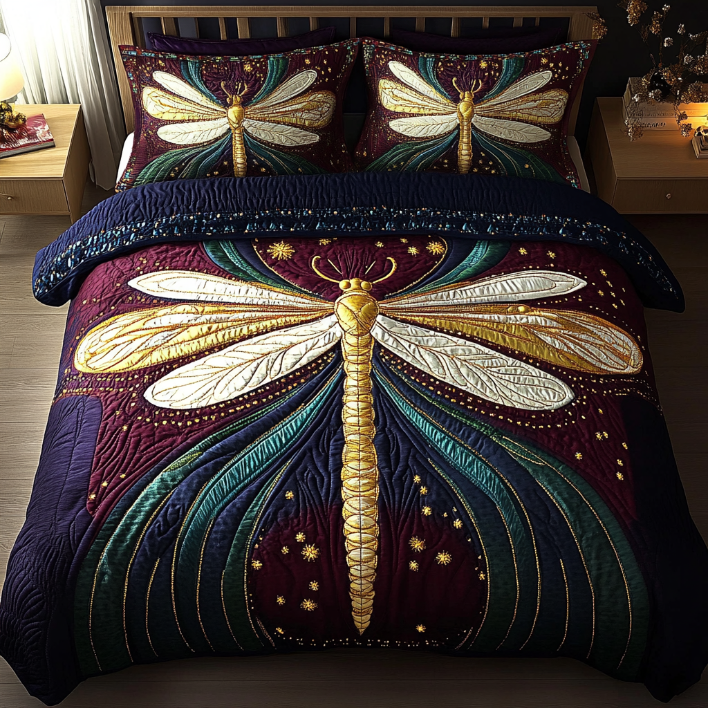Juego de Ropa de Cama Acolchada de 3 Piezas Dragonfly Dreams