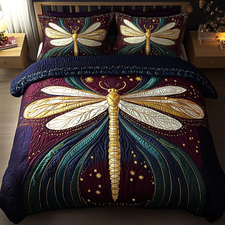 Juego de Ropa de Cama Acolchada de 3 Piezas Dragonfly Dreams