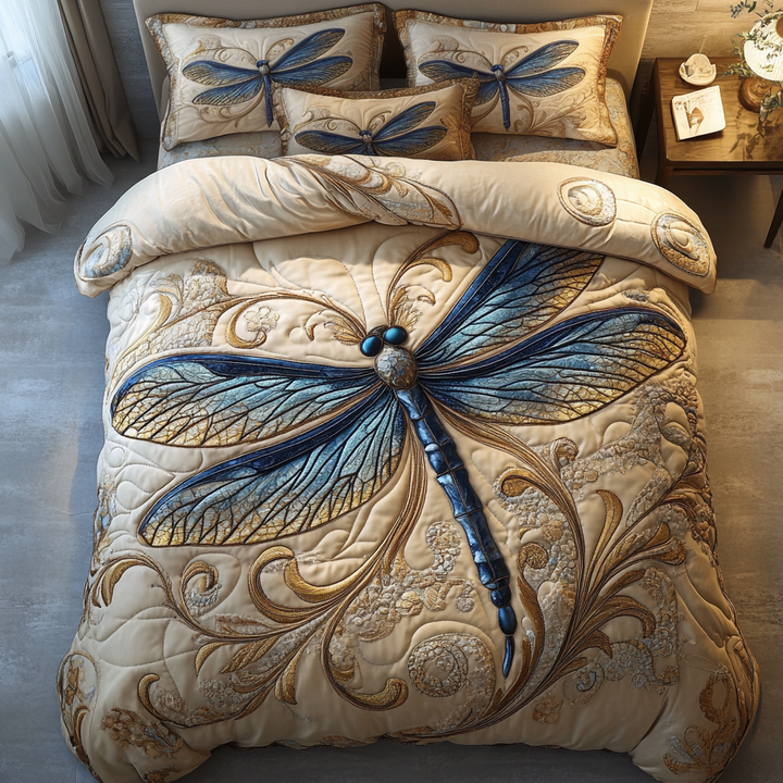 Juego de Ropa de Cama Acolchado de 3 Piezas Libélula