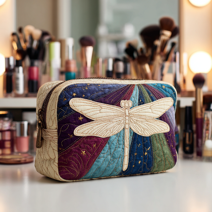 Bolsa de Maquillaje Acolchada Jardín de Libélulas