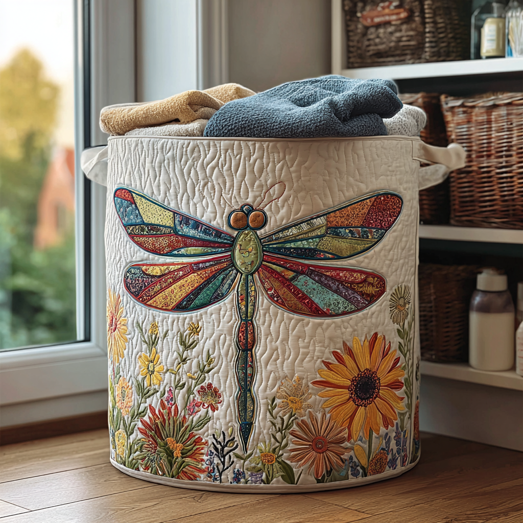 Cesta de Ropa de Patchwork Libélula