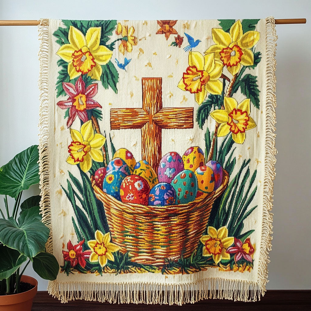 Manta de Sofá Tejida Cruz de Pascua