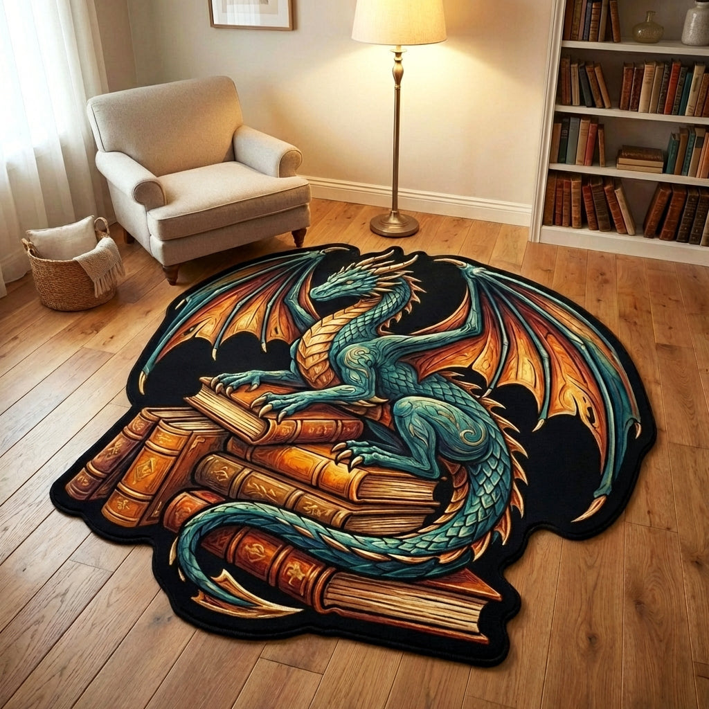 Alfombra de Área en Forma Personalizada Dragón Esmeralda
