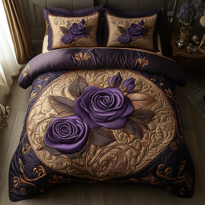 Juego de Ropa de Cama Acolchado de 3 Piezas Amatista Encantada