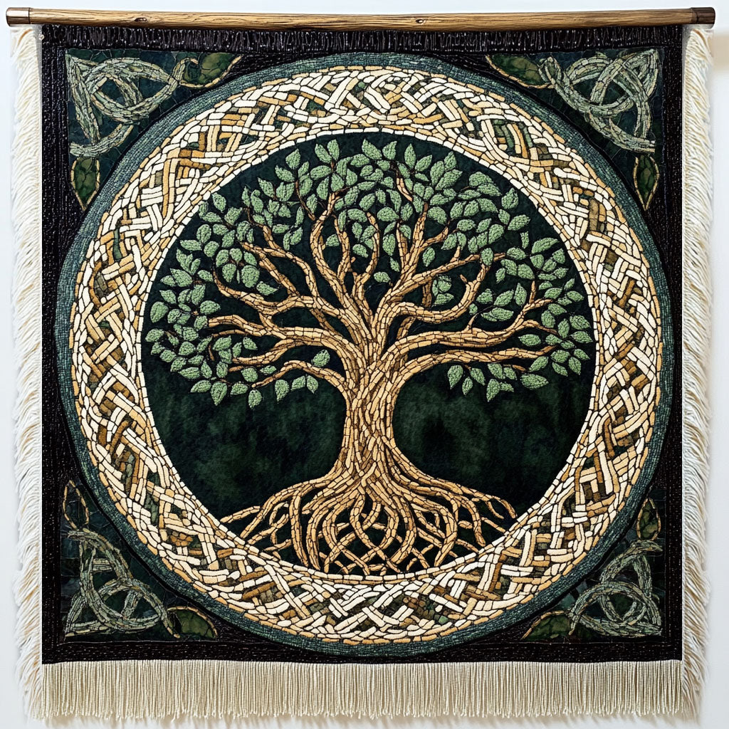 Manta de Sofá Tejida del Árbol del Círculo Encantado