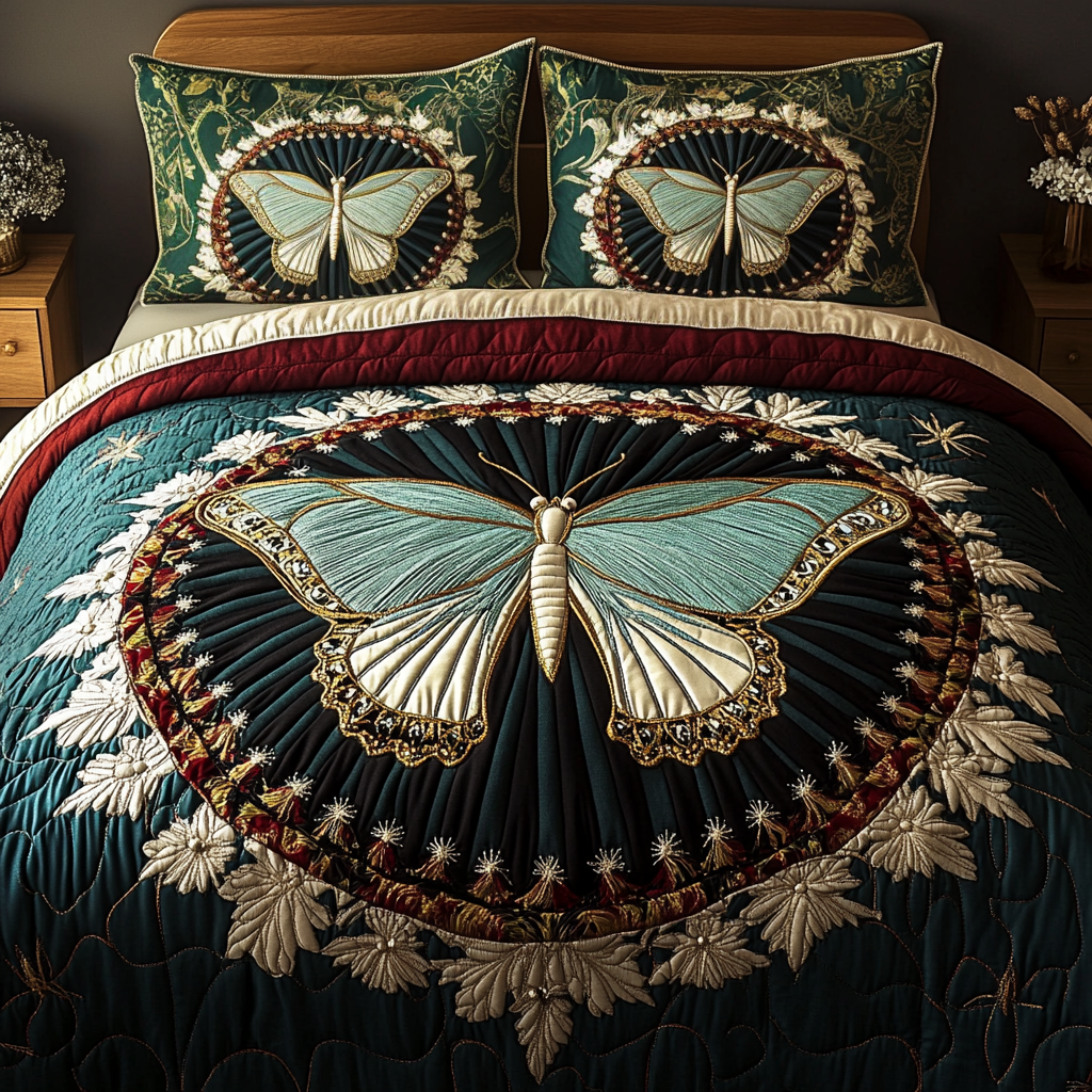 Juego de Ropa de Cama Acolchada Mariposa