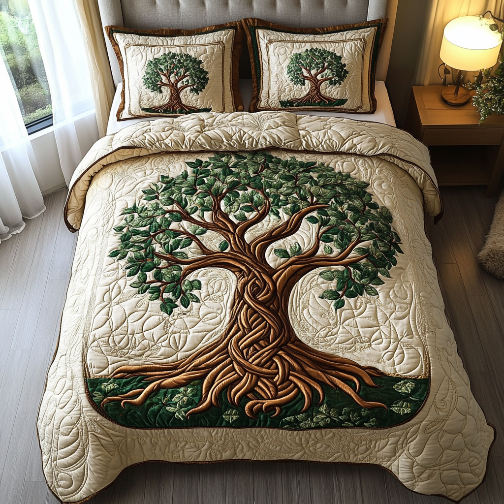 Juego de Ropa de Cama Acolchado de 3 Piezas Eternal Roots