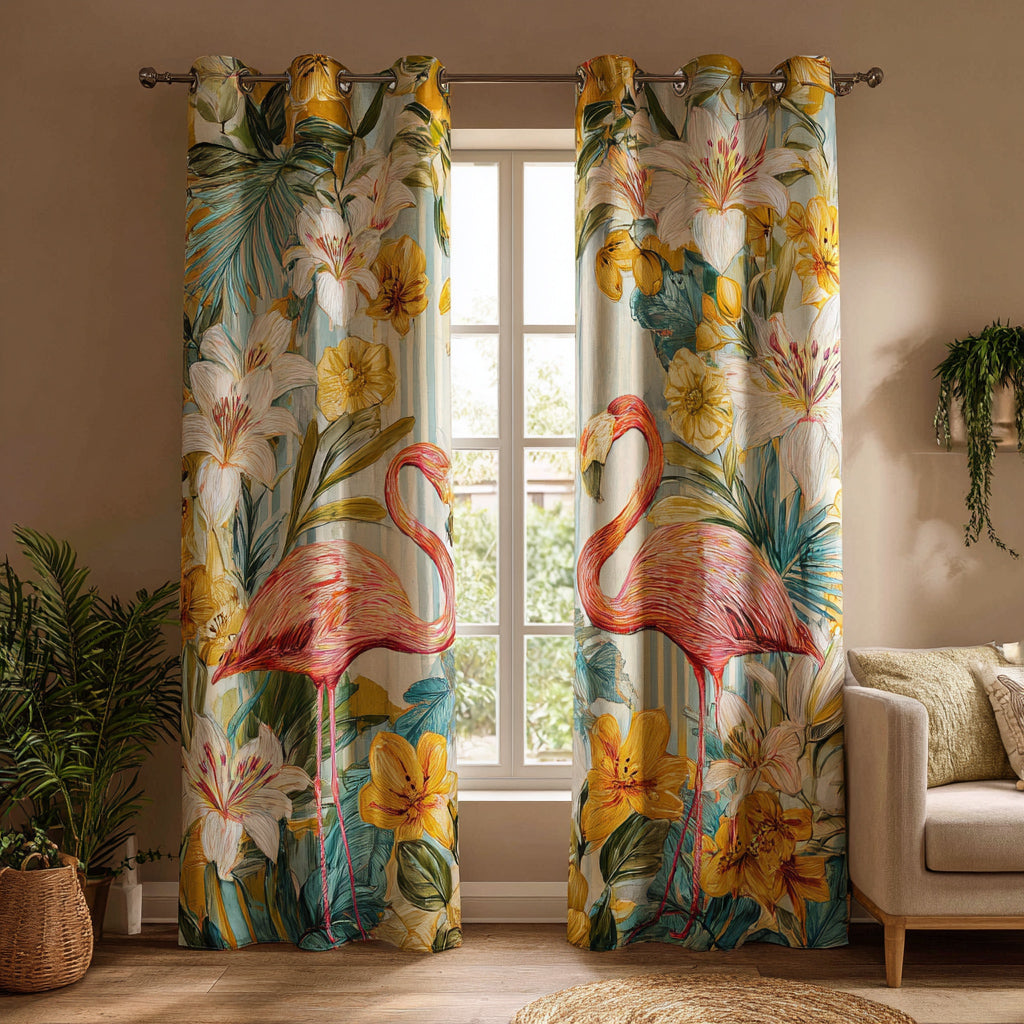 Cortinas Acolchadas de Flamenco Exótico