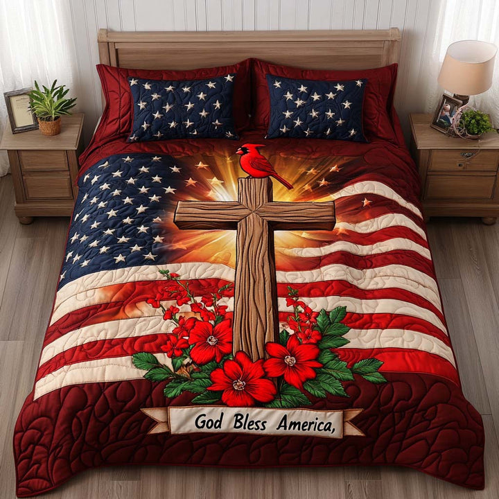 Juego de Ropa de Cama Acolchada de 3 Piezas Cross