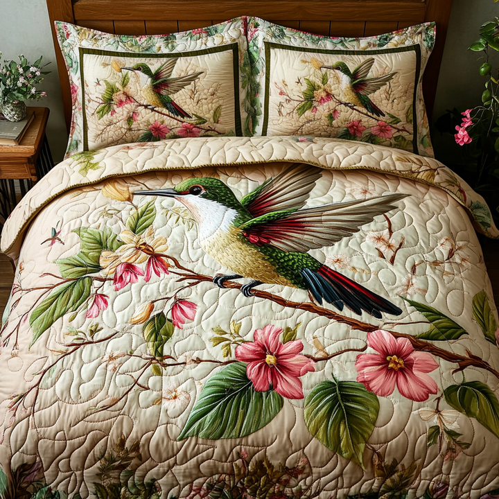 Juego de Ropa de Cama Acolchado de 3 Piezas Hummingbird