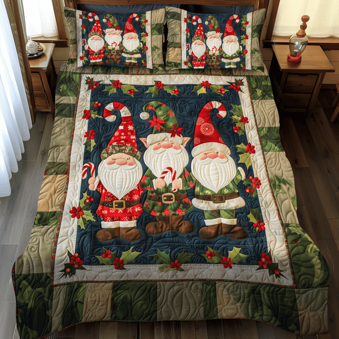 Juego de Ropa de Cama Acolchado de Gnomo Navideño
