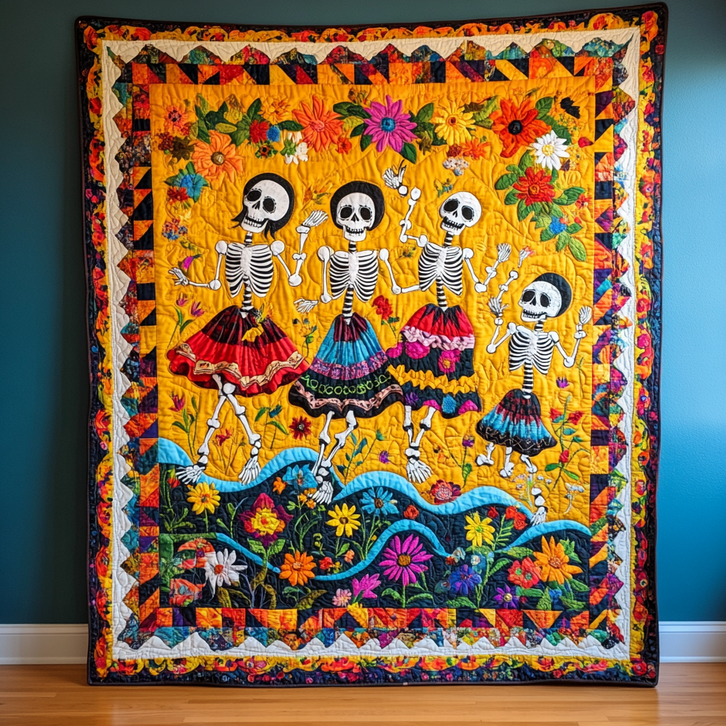 Manta Acolchada Festiva Dia De Los Muertos
