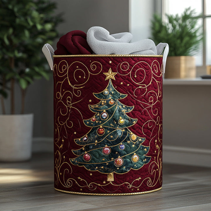 Cesta de Ropa Acolchada de Navidad