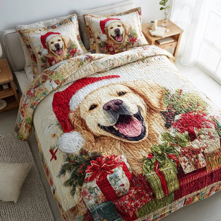 Juego de Ropa de Cama Acolchada de 3 Piezas Golden Retriever