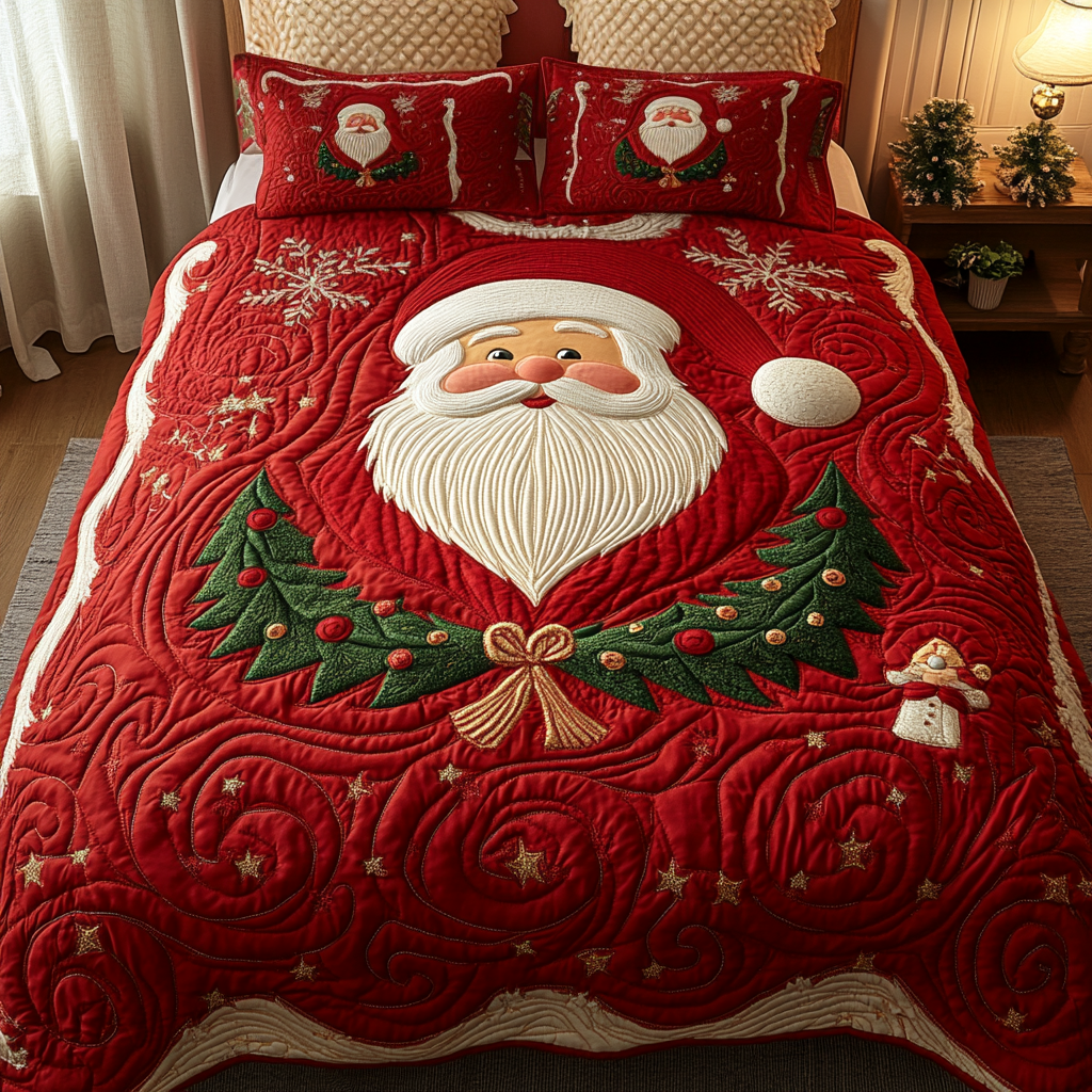 Conjunto de Ropa de Cama Acolchado Festivo de Santa Joy de 3 Piezas