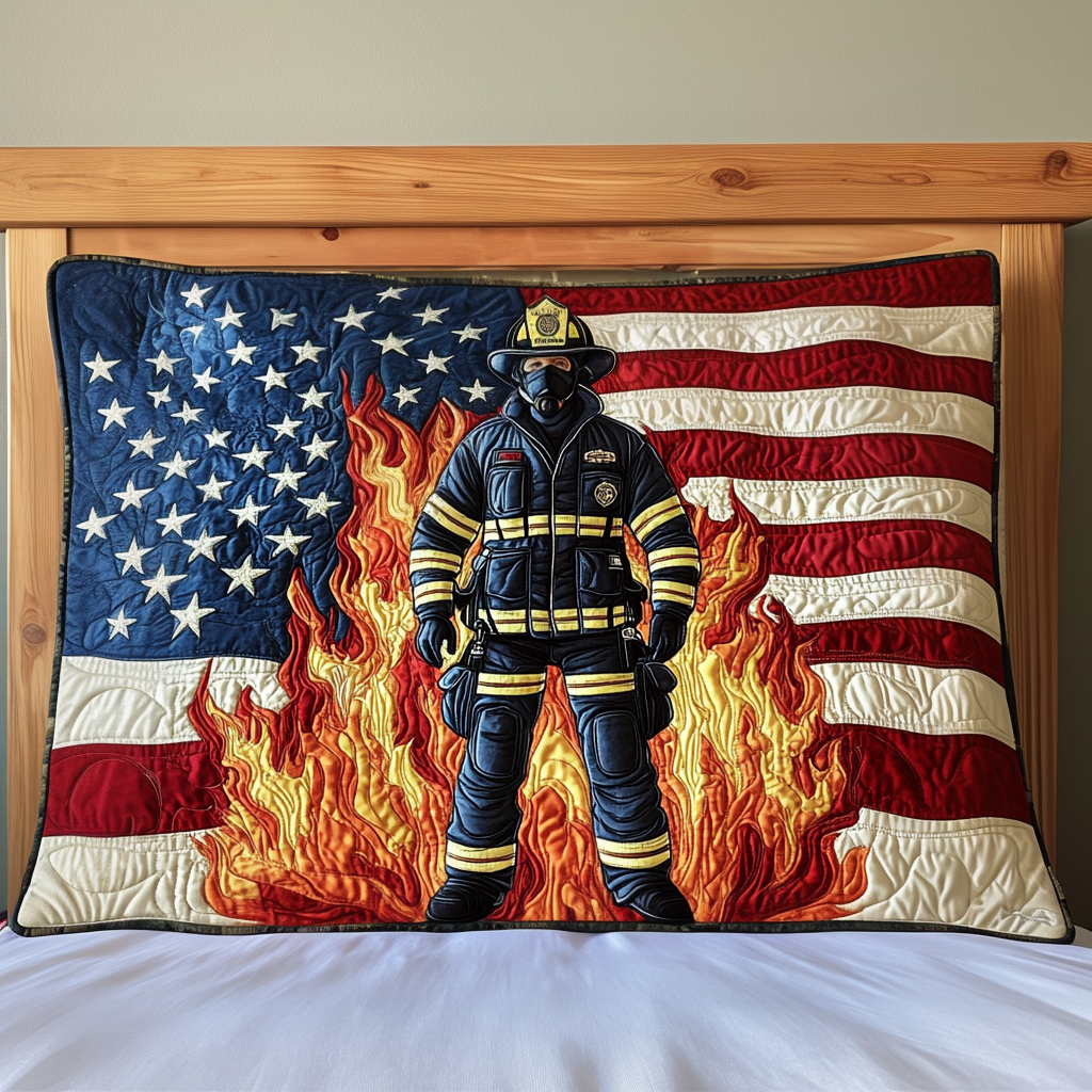 Funda de Almohada de Edredón Patriota de Bombero