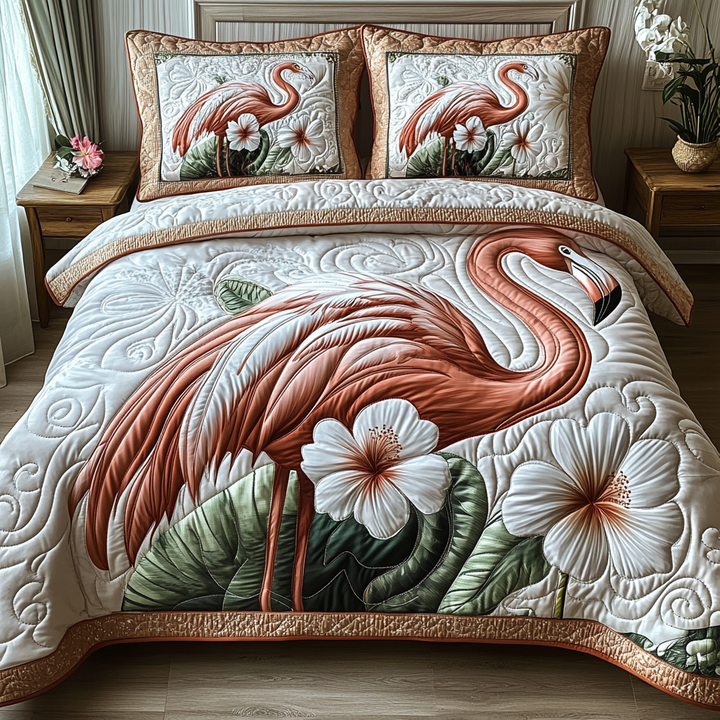 Juego de Ropa de Cama Acolchado de 3 Piezas Flamingo