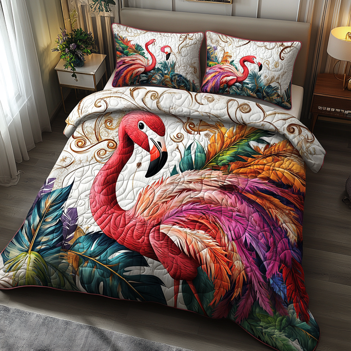 Juego de Ropa de Cama Acolchado de 3 Piezas Flamingo