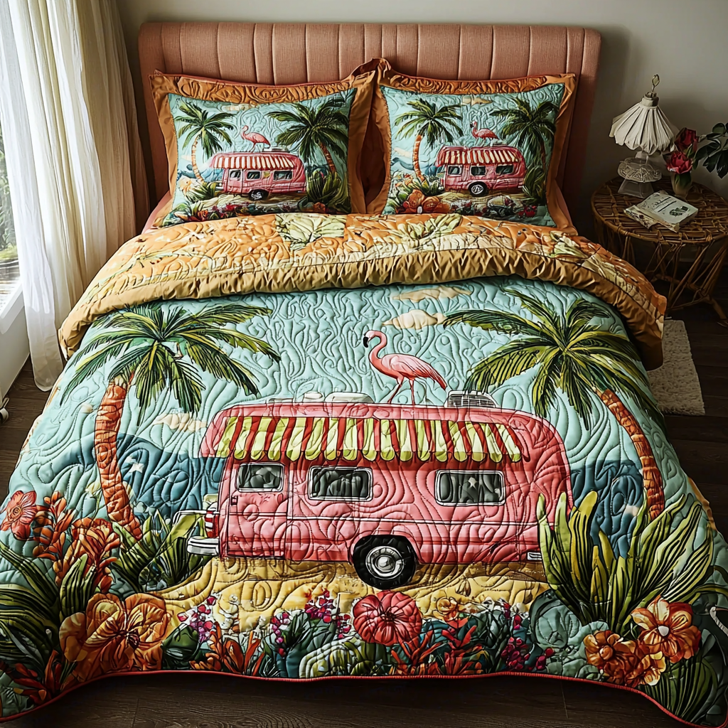 Juego de Ropa de Cama Acolchado de 3 Piezas Flamingo