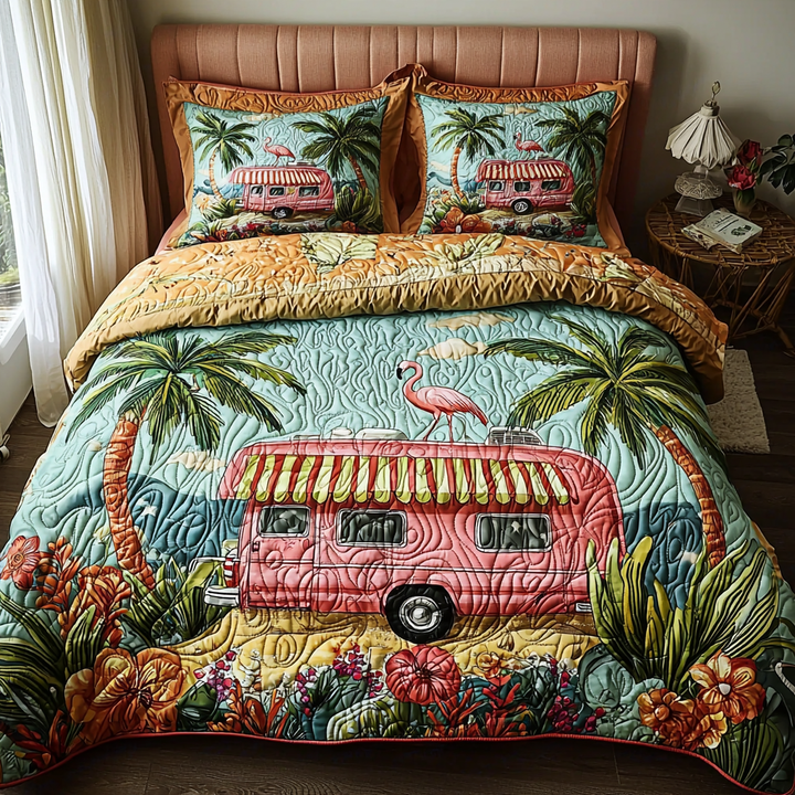 Juego de Ropa de Cama Acolchado de 3 Piezas Flamingo
