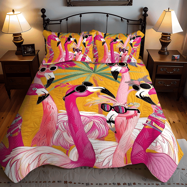 Juego de Ropa de Cama Acolchado de 3 Piezas Flamingo Glow